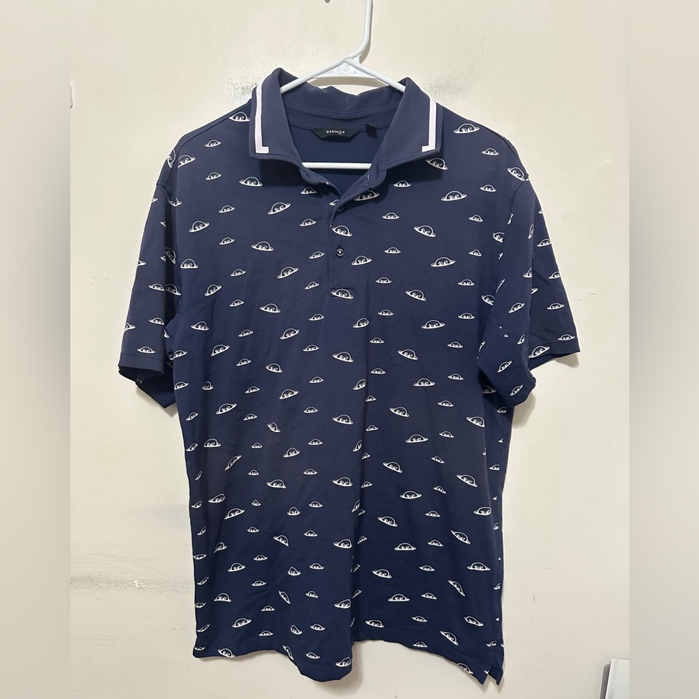 Raymor Men's Taylor Bobrad performance golf UFO Print Polo Shirt Size Large